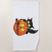 猫ハロウィーン ビーチタオル (正面)