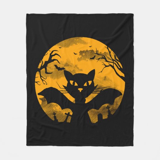 猫ハロウィーン フリースブランケット (正面)