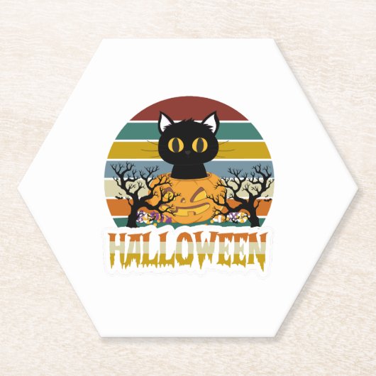 猫ハロウィーン ペーパーコースター (正面)
