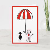 猫ハートと傘でバレンタインデーを愛する サンキューカード (正面)