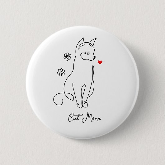 猫ハートバッジ 缶バッジ (正面)