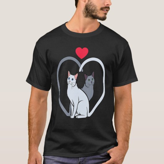猫ハートバレンタインデーかわいい子猫子猫ラブV- Tシャツ (正面)