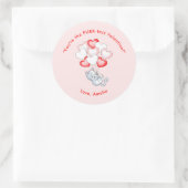 猫ハートパーソナライズされたバレンタインデー ラウンドシール (バッグ)