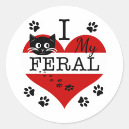 猫ハートポープリントのシールが大好き ラウンドシール