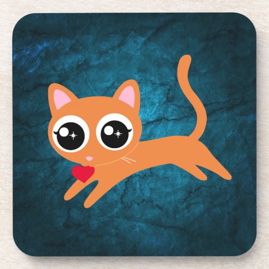 猫ハート泥棒かわいいプレゼント コースター (正面)