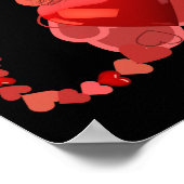 猫ハート、ギフト猫好き、レッドブラックウォールアート ポスター (角)