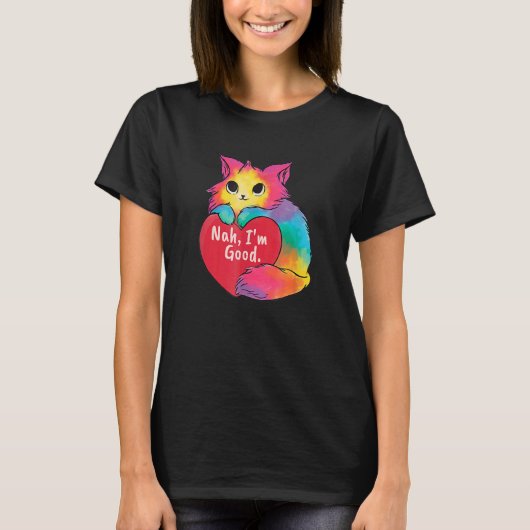 猫ハートNAH Good Valentines Day 独身の Aware Tシャツ (正面)