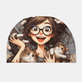 猫バカ女子 ドアマット