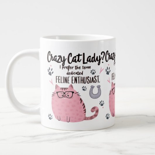 猫バカ女子? 面白い猫好きギフト ジャンボコーヒーマグカップ (左)