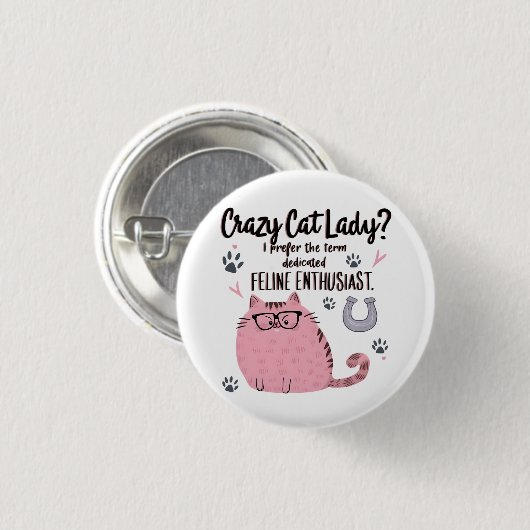 猫バカ女子？面白い猫好きギフト 缶バッジ (正面&裏面)