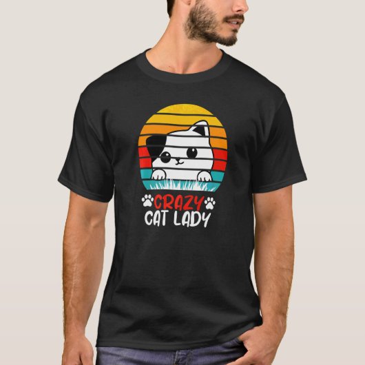 猫バカ姉さん 猫 猨のおばさん 猫の母 Tシャツ (正面)