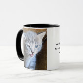猫バカ。猫ユーモア。猫のコーヒーマグ。 マグカップ (正面左)