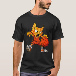 猫バスケットボール Tシャツ