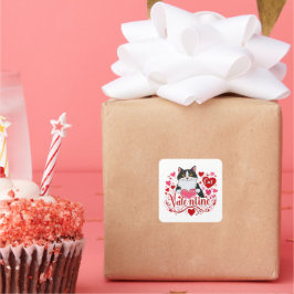 猫バレンタインデステッカー スクエアシール