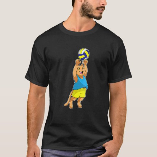 猫バレーボールスポーツ Tシャツ (正面)