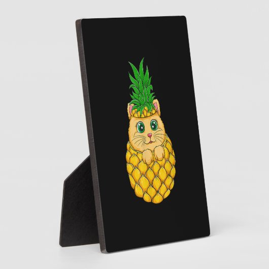 猫パイナップル |かわいい猫好き |サマーフルーツギフト フォトプラーク (側面)