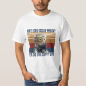 猫パイロットマイク・エコー・オスカー・ウィスキーどのようにコピー Tシャツ (正面)
