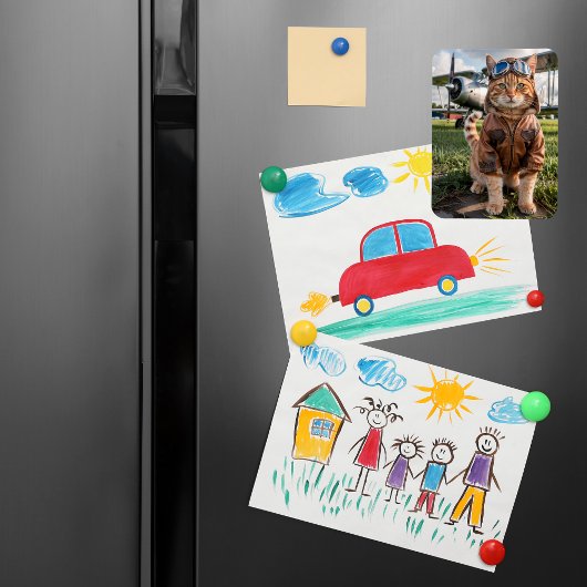 猫パイロット写真&飛行機おもしろい航空ギフト マグネット