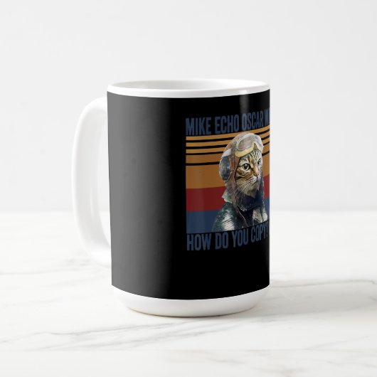 猫パイロット·マイク·エコー·オスカー·ウィスキーの衣装贈り物 コーヒーマグカップ (正面左)