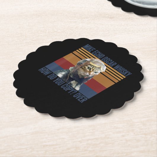 猫パイロット·マイク·エコー·オスカー·ウィスキーの衣装贈り物 ペーパーコースター (アングル)