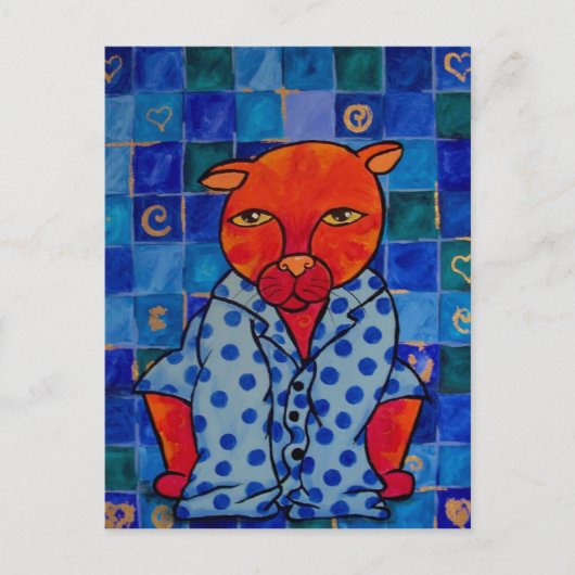 猫パジャマ ポストカード (正面)