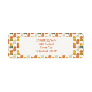 猫パタお洒落ーンカラフル差出人住所 ラベル