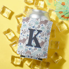 猫パタお洒落ーン、ブルーグレーモノグラム 缶クーラー