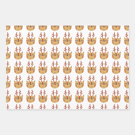 猫パターおもしろいンのクリスマス ラッピングペーパーシート (正面2)