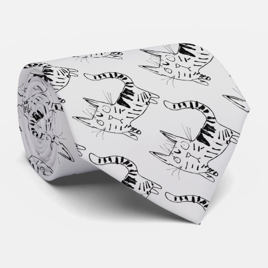 猫パターンタイ ネクタイ (ロール)