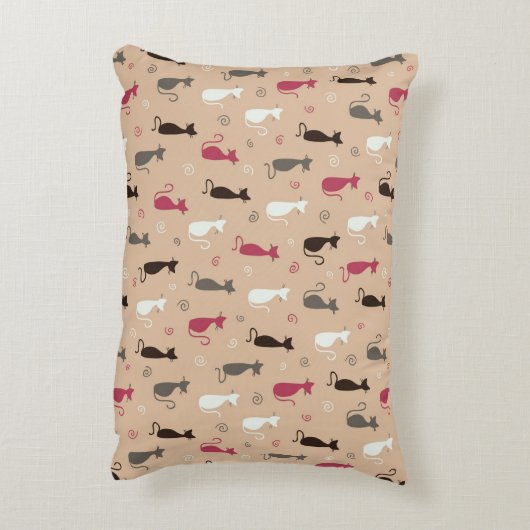猫パターンピンク アクセントクッション (裏面(縦))