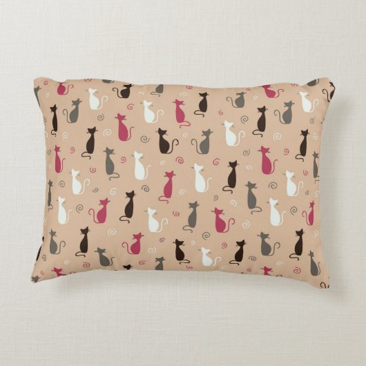 猫パターンピンク アクセントクッション (裏面)
