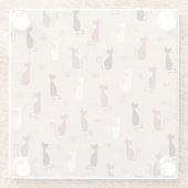 猫パターンピンク ガラスコースター (裏面)