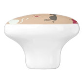 猫パターンピンク セラミックノブ (側面)