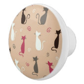 猫パターンピンク セラミックノブ (右)