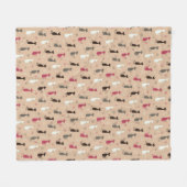 猫パターンピンク フリースブランケット (正面(横))