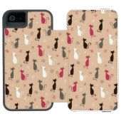 猫パターンピンク INCIPIO iPhoneウォレットケース (フォリオ Open)