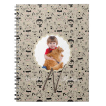 猫パターンモノグラムパーソナライズされたあなたの子供の写真