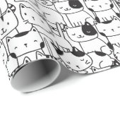 猫パターン包装紙 ラッピングペーパー (ロールコーナー)