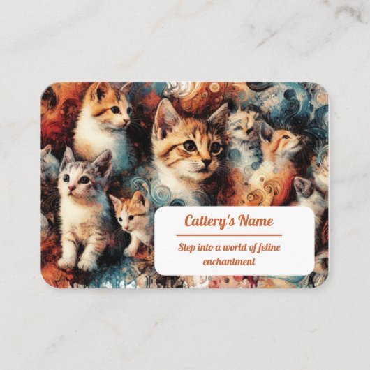猫パターン絵を描の名刺 コーリングカード (正面)