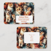 猫パターン絵を描の名刺 コーリングカード (正面/裏面)