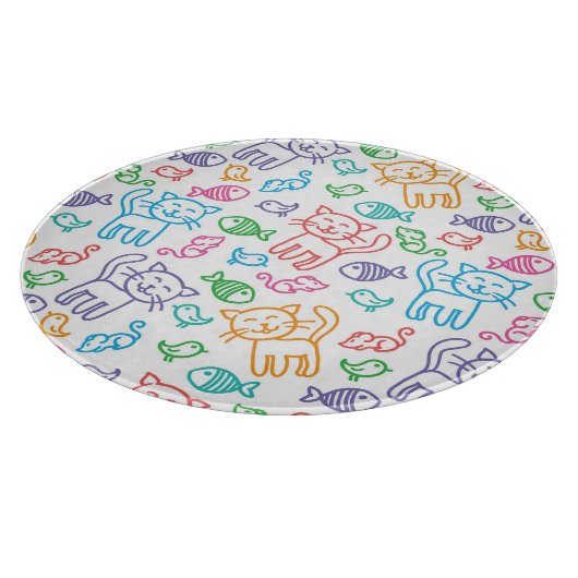 猫パターン カッティングボード (角)