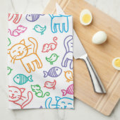 猫パターン キッチンタオル (四つ折り)