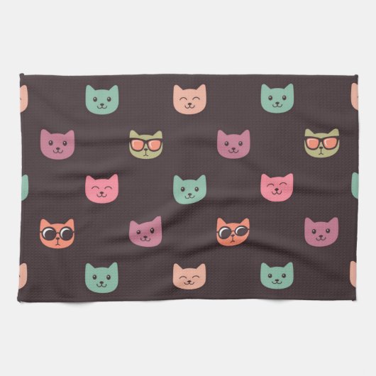 猫パターン キッチンタオル (横)