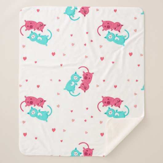 猫パターン シェルパブランケット (正面)