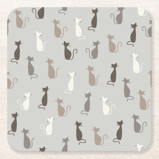 猫パターン スクエアペーパーコースター (正面)