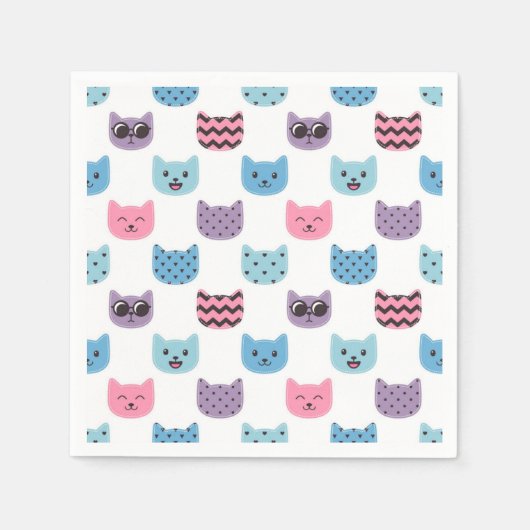 猫パターン スタンダードカクテルナプキン (正面)