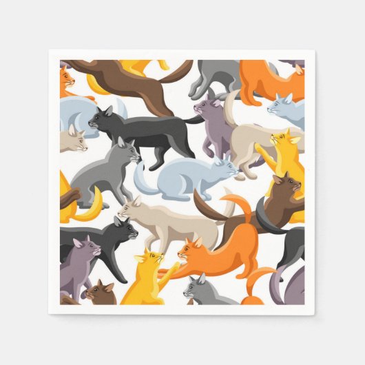 猫パターン スタンダードカクテルナプキン (正面)