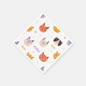 猫パターン スタンダードカクテルナプキン (角)