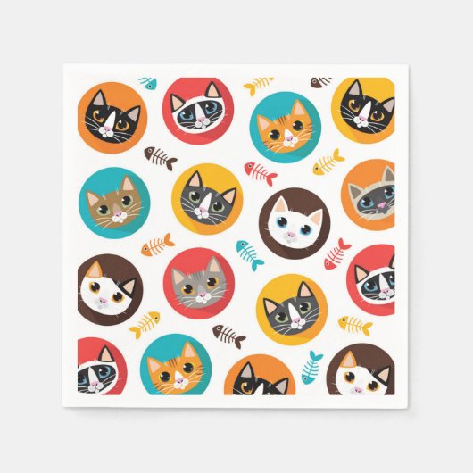 猫パターン スタンダードカクテルナプキン (正面)