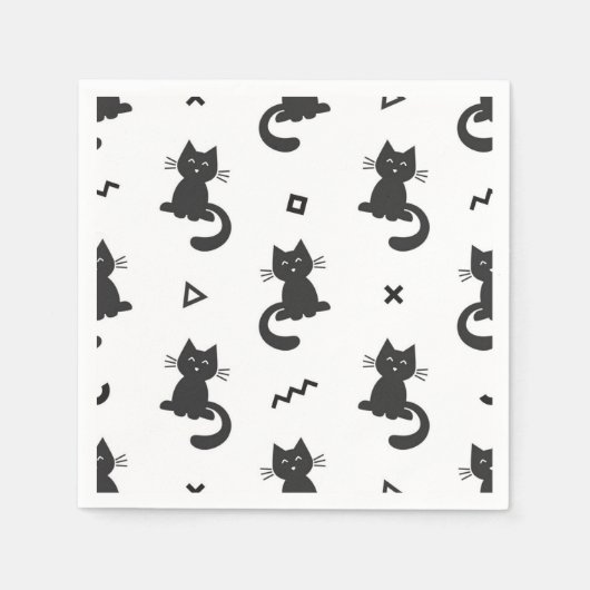 猫パターン スタンダードカクテルナプキン (正面)